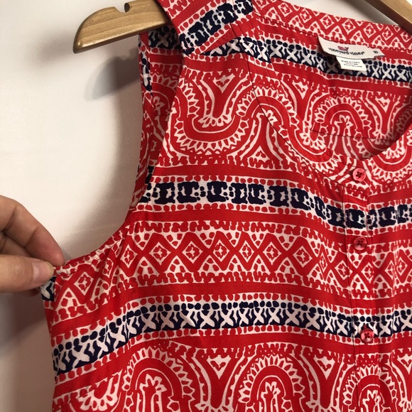 Sz 10- Vineyard vines red silk blend sleeveless dress Sz10 - Picture 8 of 11